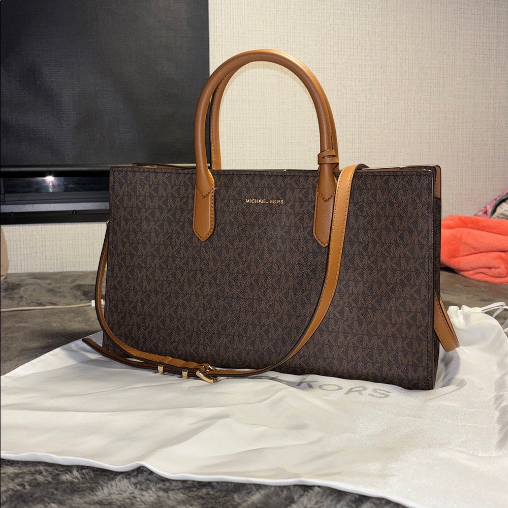 Michael Kors Dark Brown and Tan Satchel